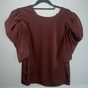 Express Burgundy Puff Quarter Sleeve top
